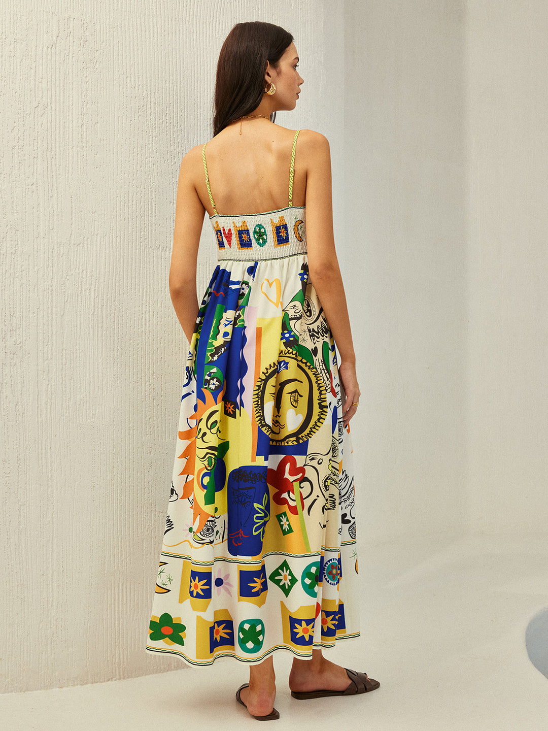 Robe longue Cami à imprimé intégral multicolore