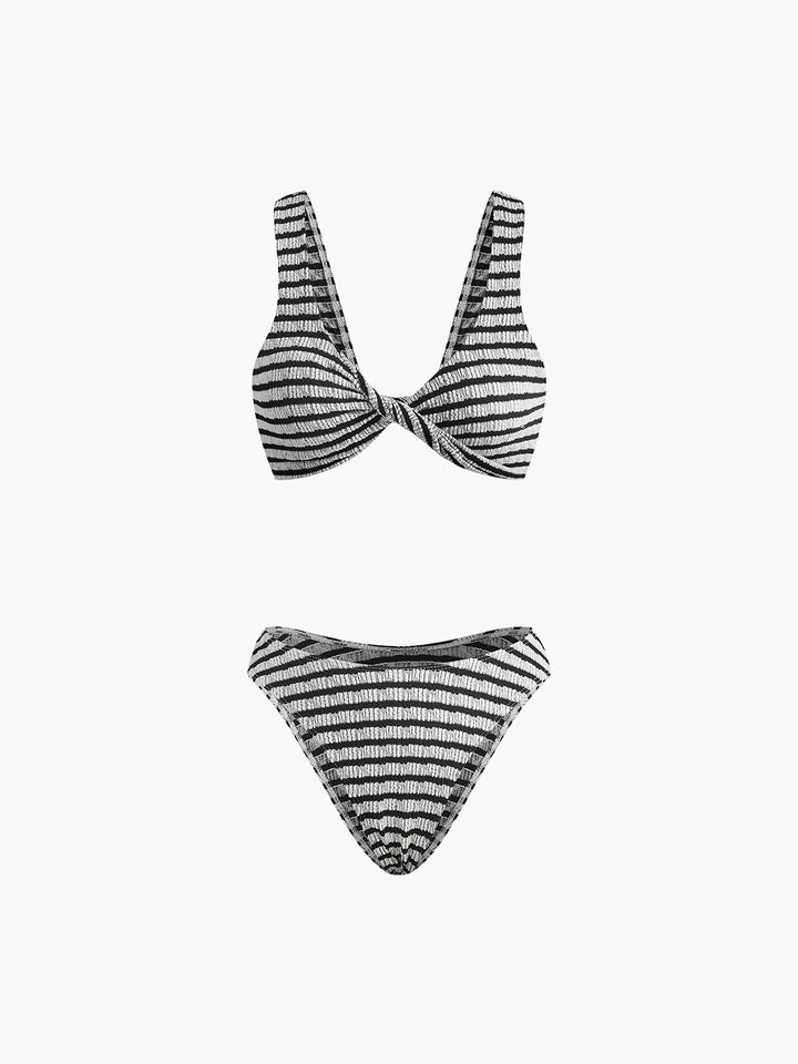 Ensemble Bikini Tricot Rayé Noué