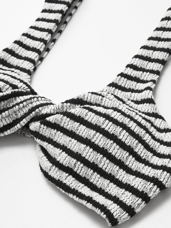Ensemble Bikini Tricot Rayé Noué