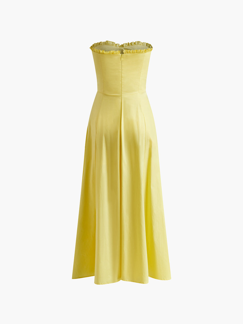 Robe mi-longue à volants et fente
