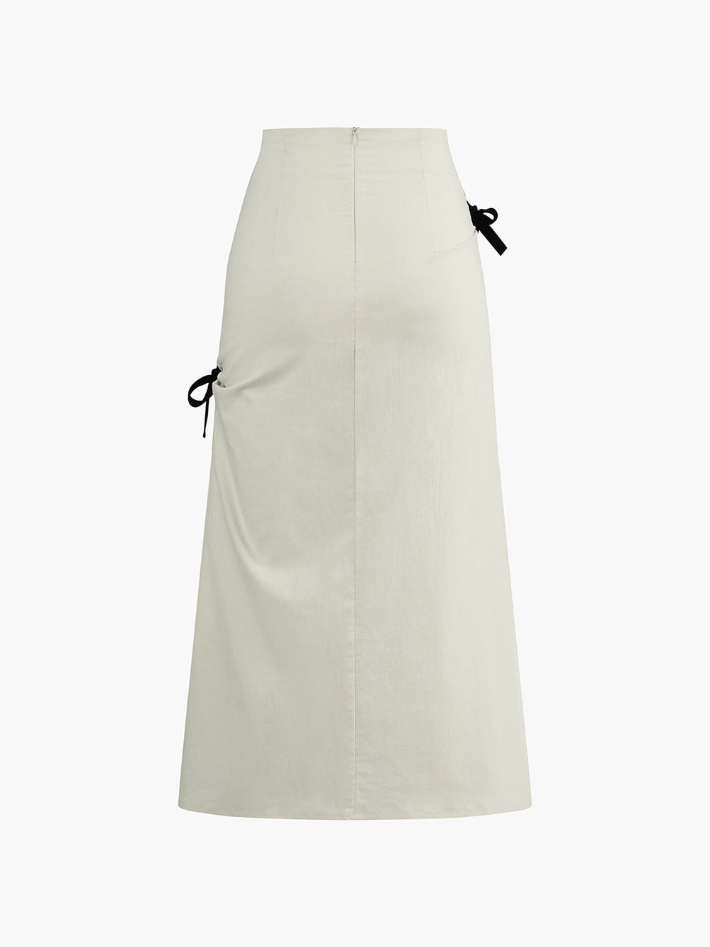 Jupe Midi fendue avec décor nœud en coton et lin