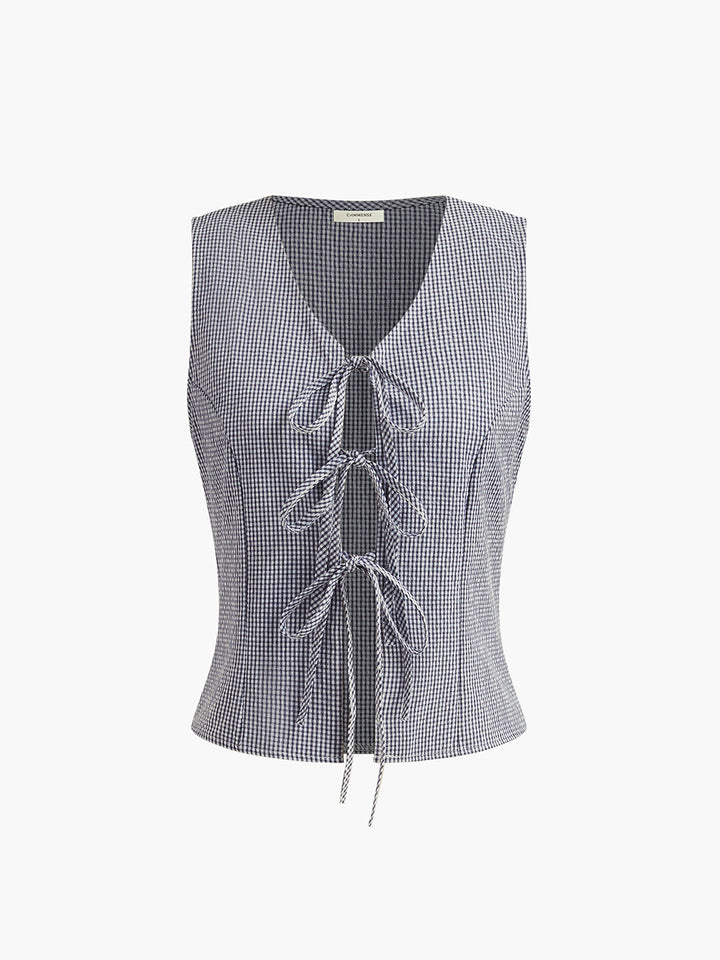 Gilet Gilet Gilet sans manches en tricot torsadé en V