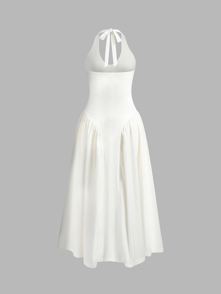 Robe Mi-transparente à Dos Nu à Fermeture Éclair avec Décolleté Plongeant