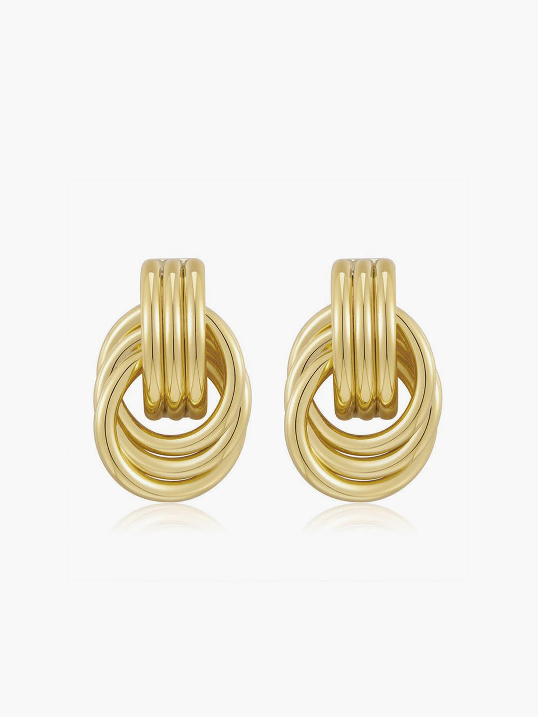 Boucles d'oreilles pendantes multi-anneaux dorés