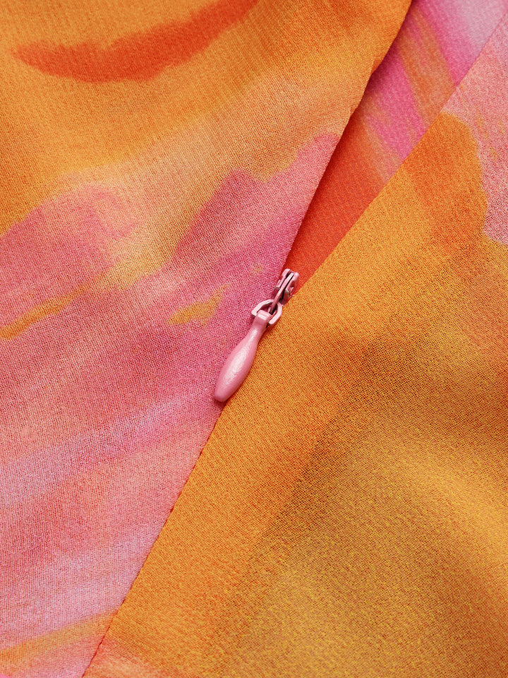 Robe Courte Tie Dye à Bretelles Nue dans le Dos avec Liens