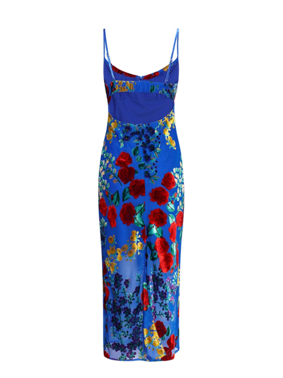 Robe Patineuse en Velours à Fleurs Appliquées