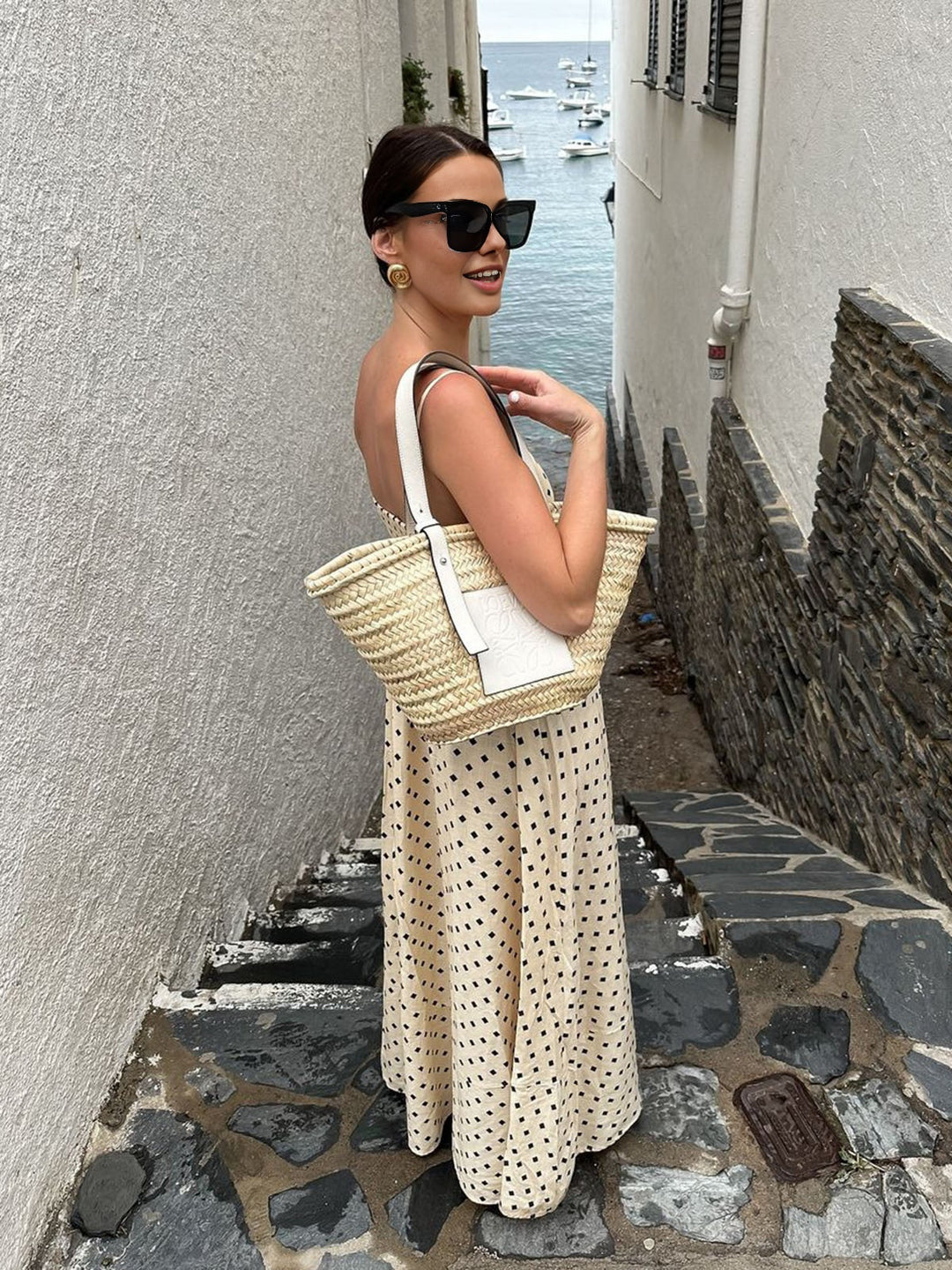 Robe Longue à Bretelles Spaghetti Imprimée