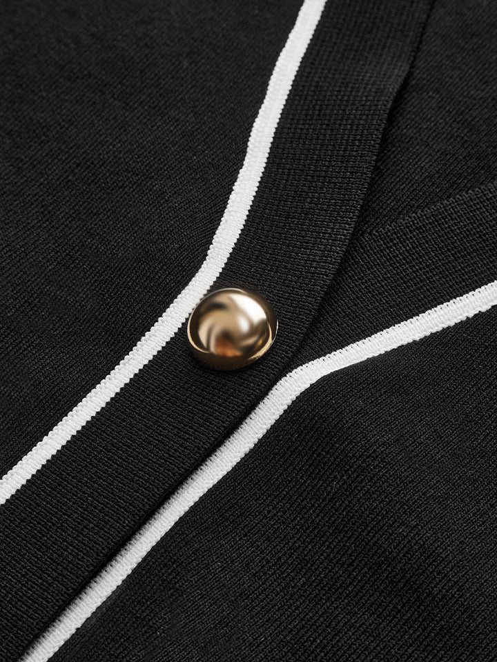 Ensemble Jupe Sans Manches à Boutonnage Contrasté