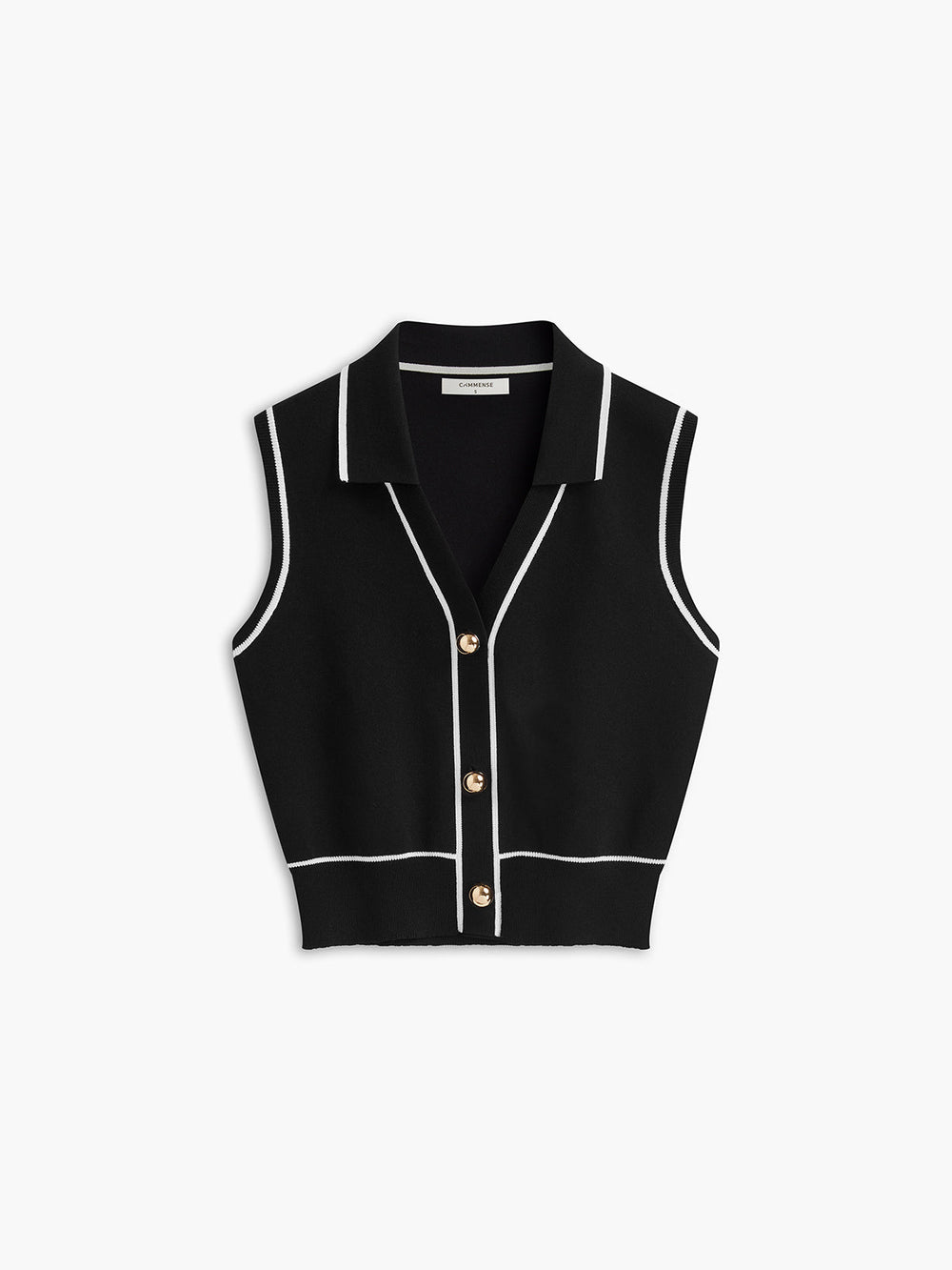 Ensemble Jupe Sans Manches à Boutonnage Contrasté