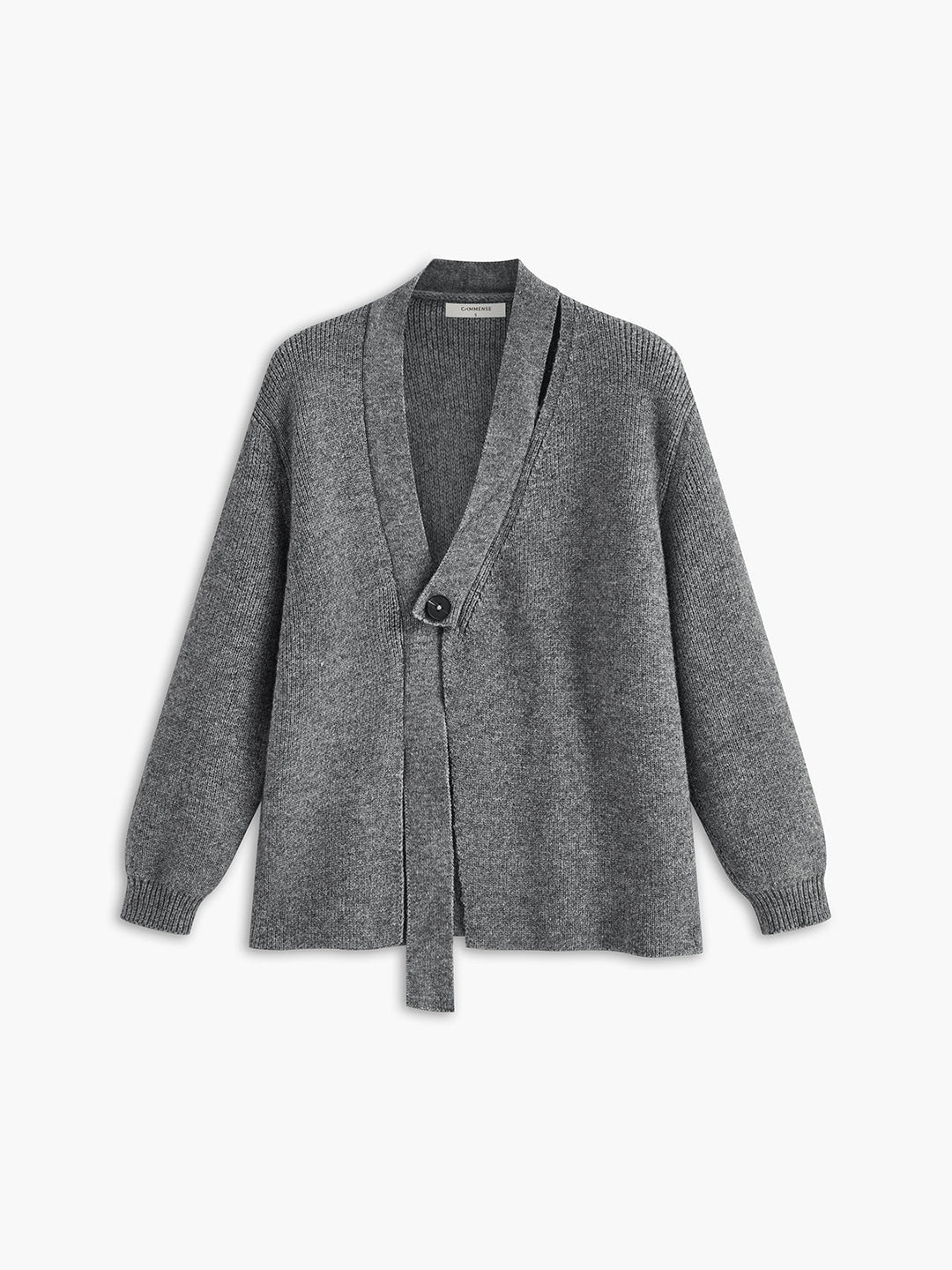 Cardigan Boutonné Col en V Rétro