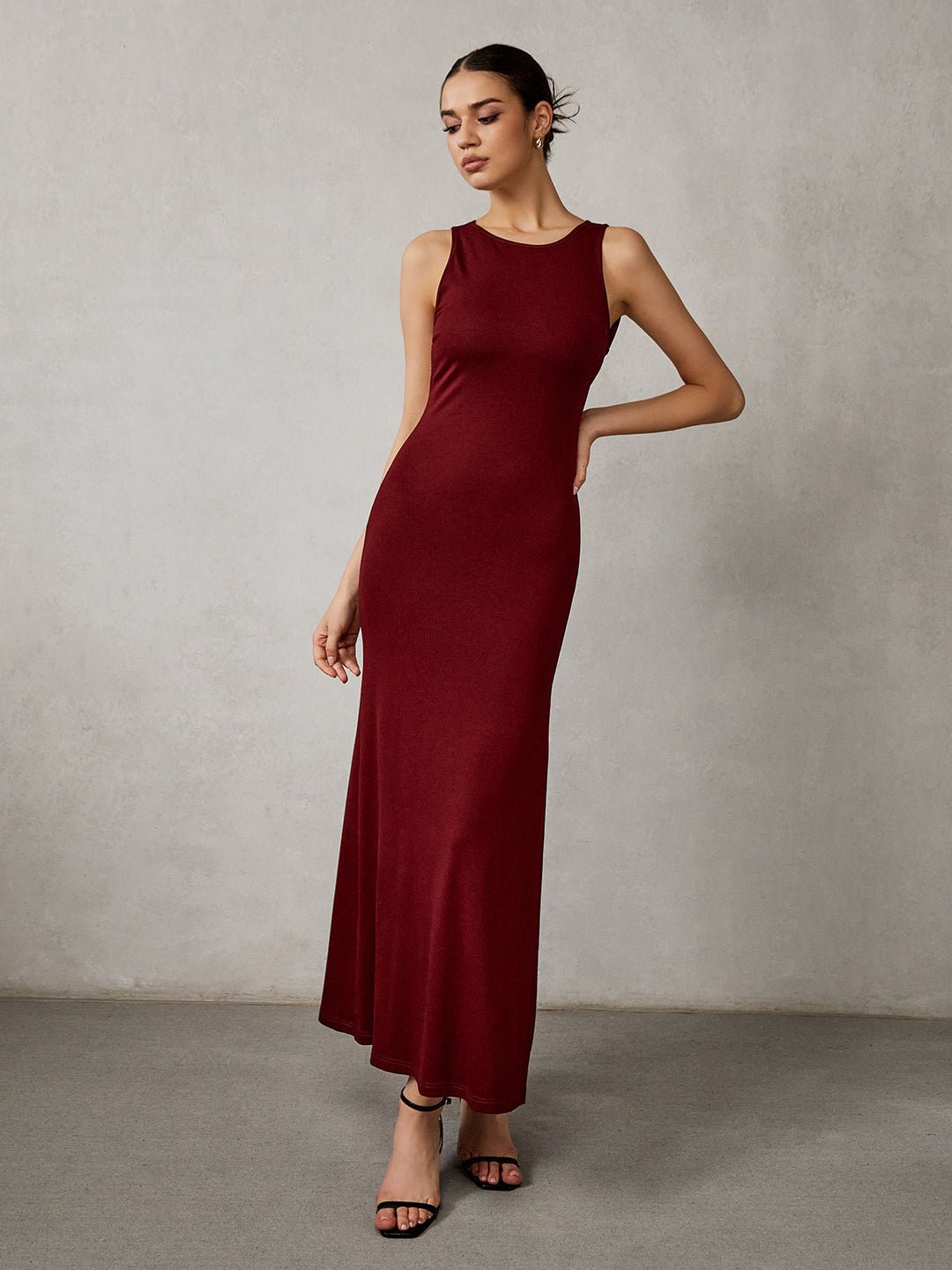 Robe Longue Sans Dos à Fentes Latérales
