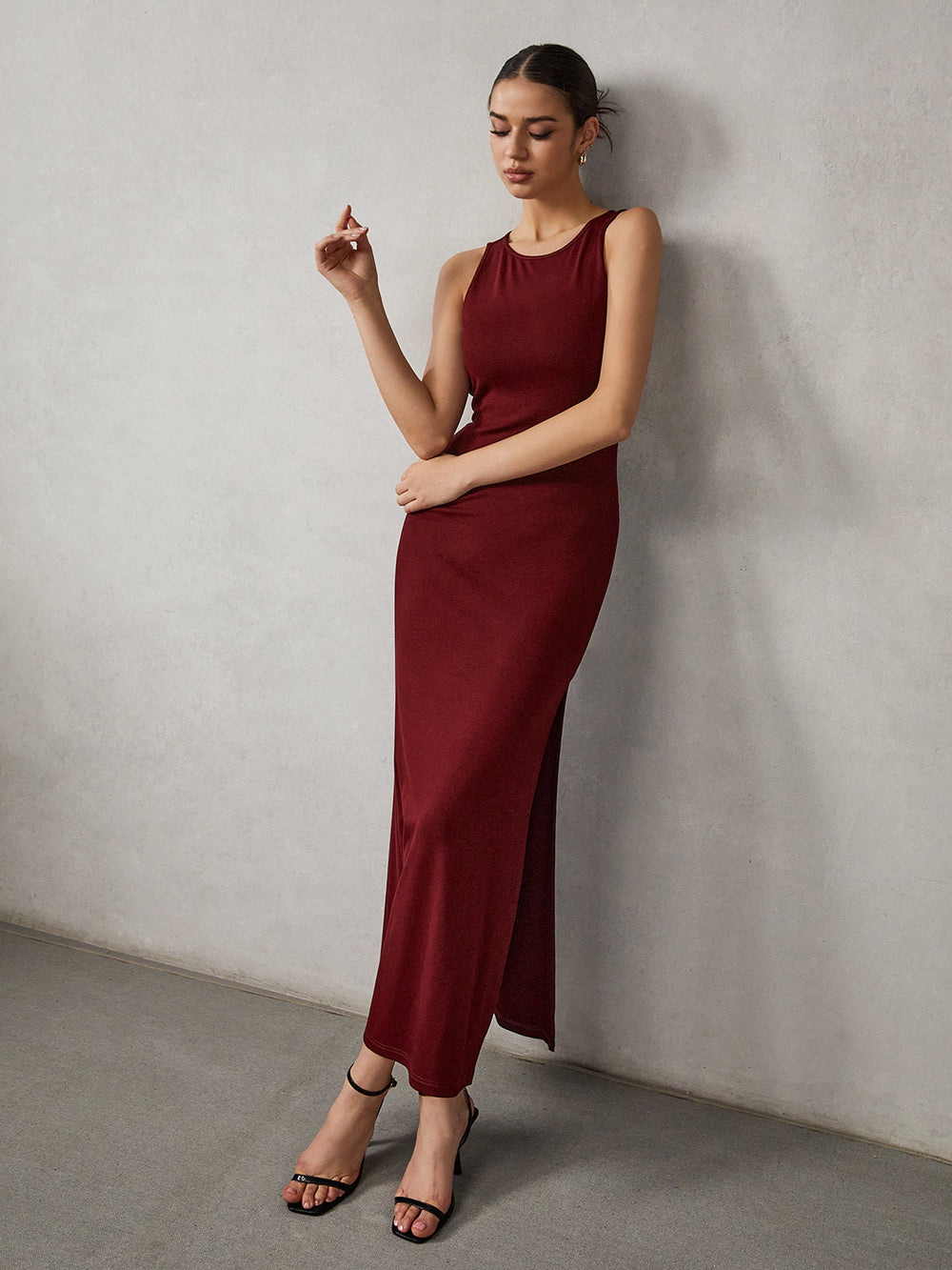 Robe Longue Sans Dos à Fentes Latérales