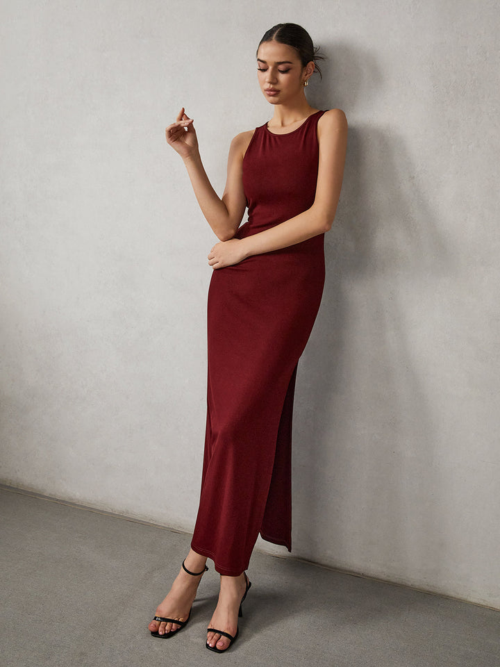 Robe Longue Sans Dos à Fentes Latérales