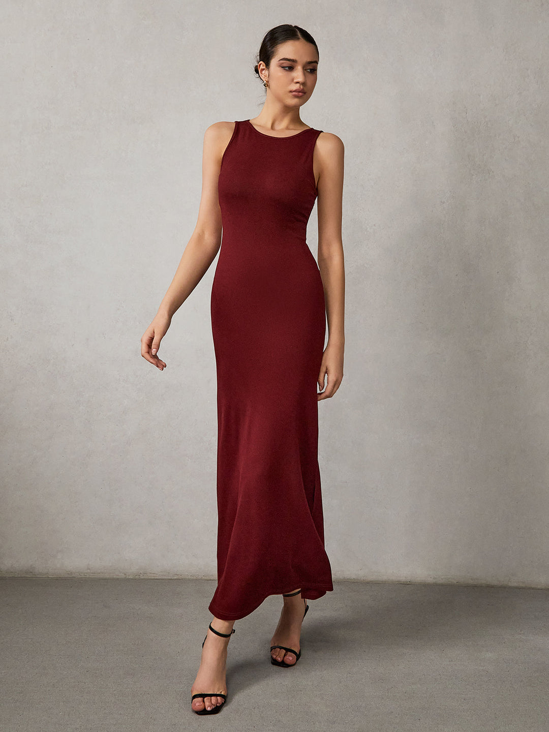 Robe Longue Sans Dos à Fentes Latérales