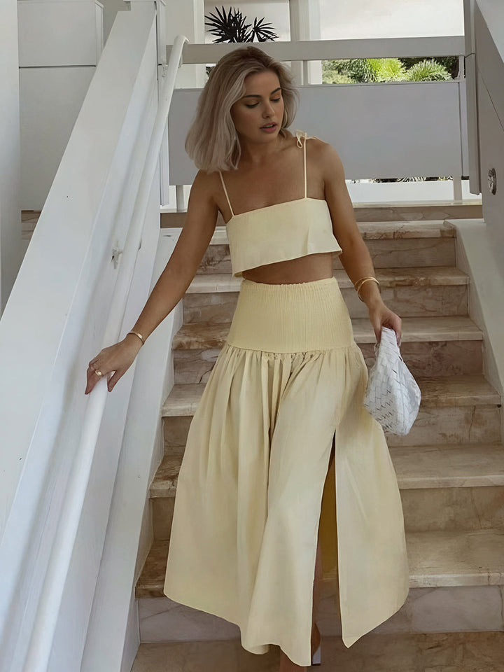 Ensemble jupe avec taille froncée et fente