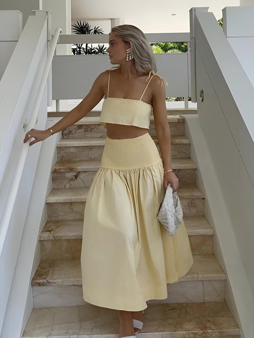 Ensemble jupe avec taille froncée et fente