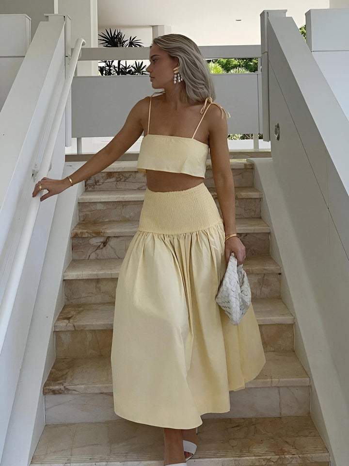 Ensemble jupe avec taille froncée et fente