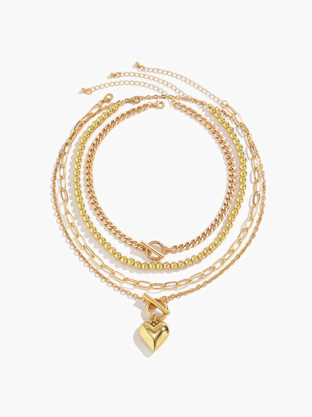 Collier avec pendentif en cœur et chaîne multiple
