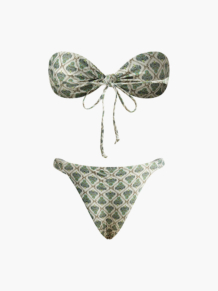 Ensemble de bikini sans bretelles imprimé