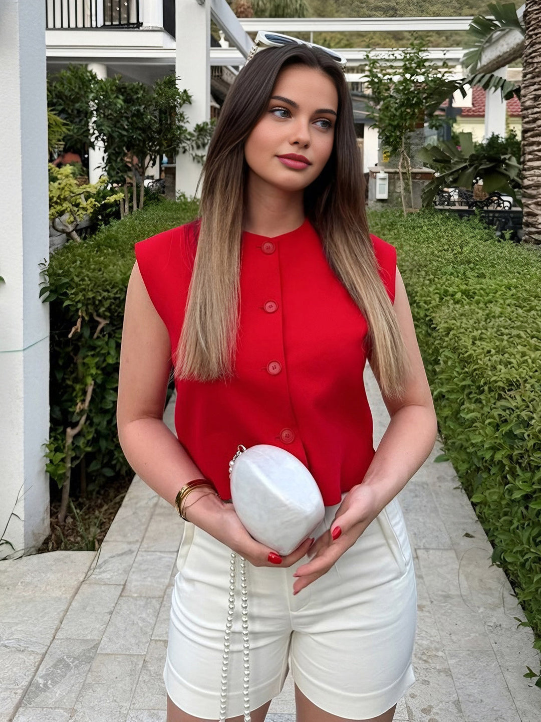 Gilet sans manches boutonné pour femme