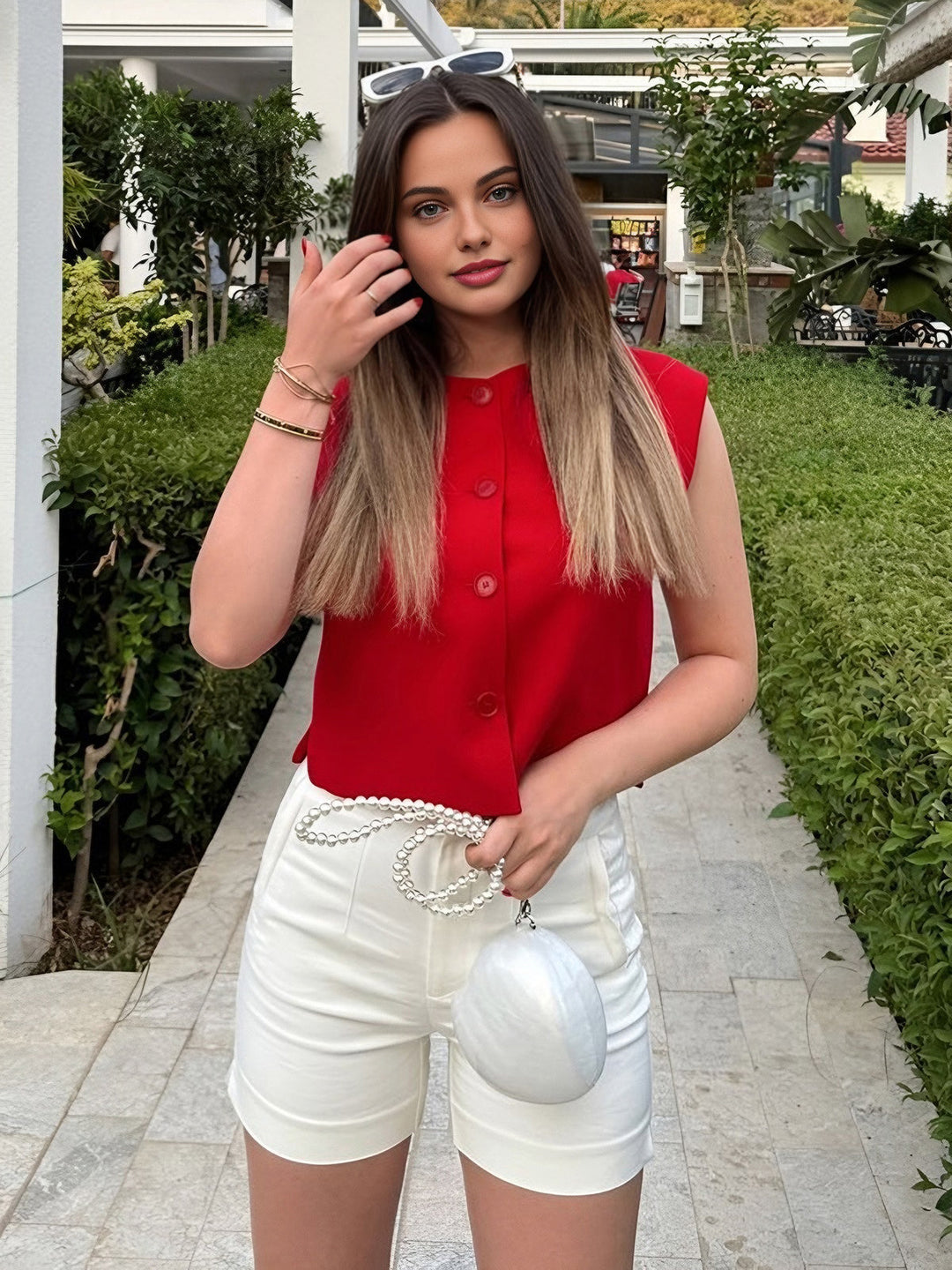 Gilet sans manches boutonné pour femme