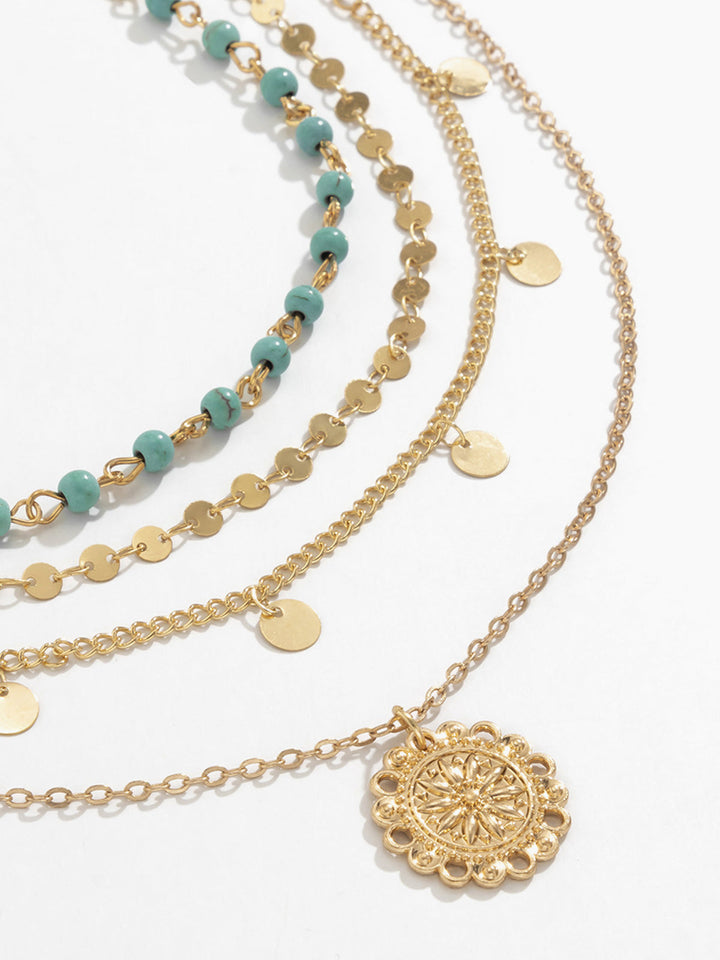 Collier Ras du Cou Turquoise Multicouche