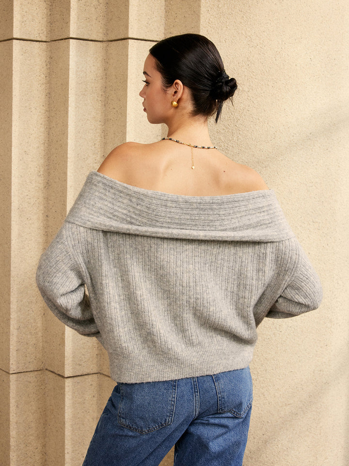 Pull à épaules dénudées uni