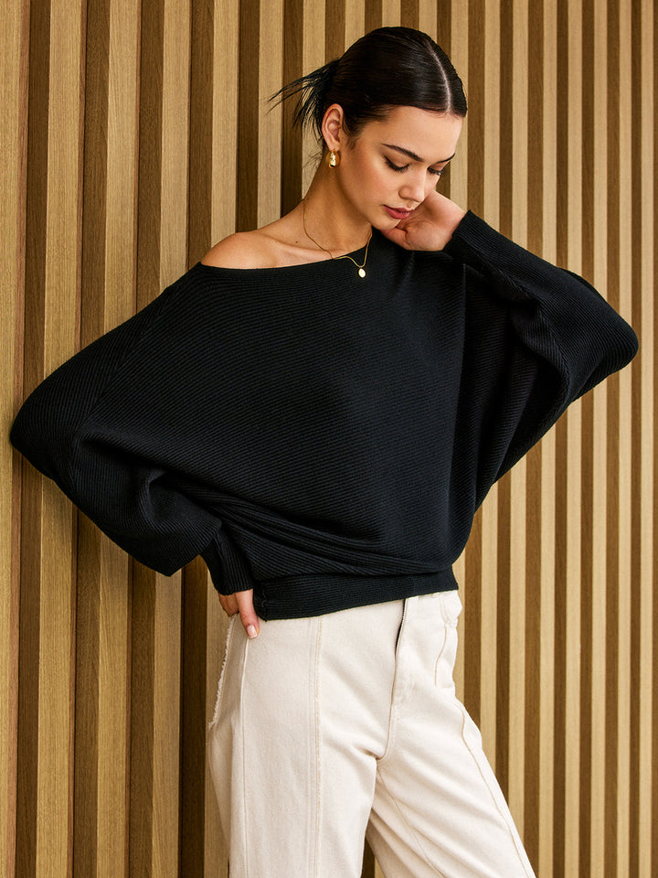 Pull Lâche à Épaules Dénudées Simple