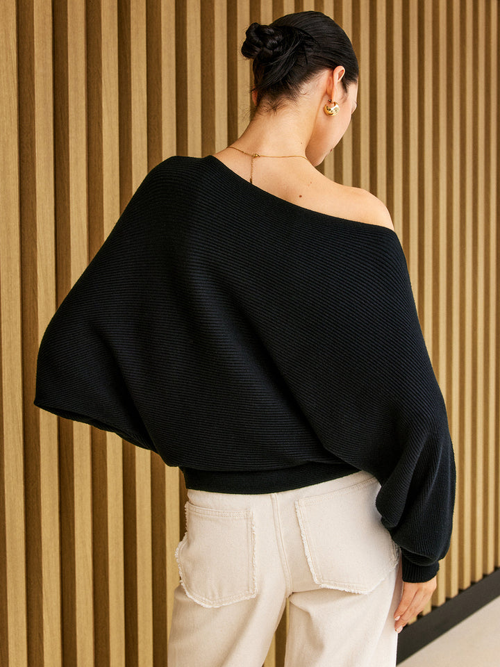 Pull Lâche à Épaules Dénudées Simple