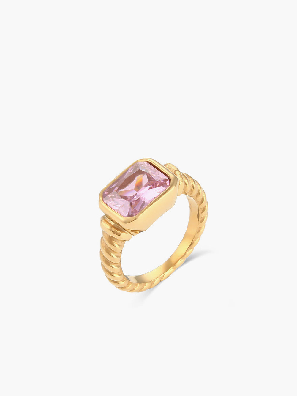 Bague Jonc Spirale en Acier Inoxydable avec Pierre Précieuse