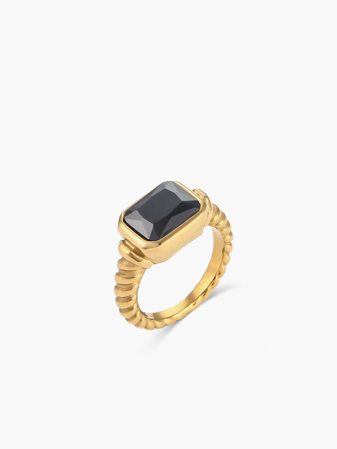 Bague Jonc Spirale en Acier Inoxydable avec Pierre Précieuse