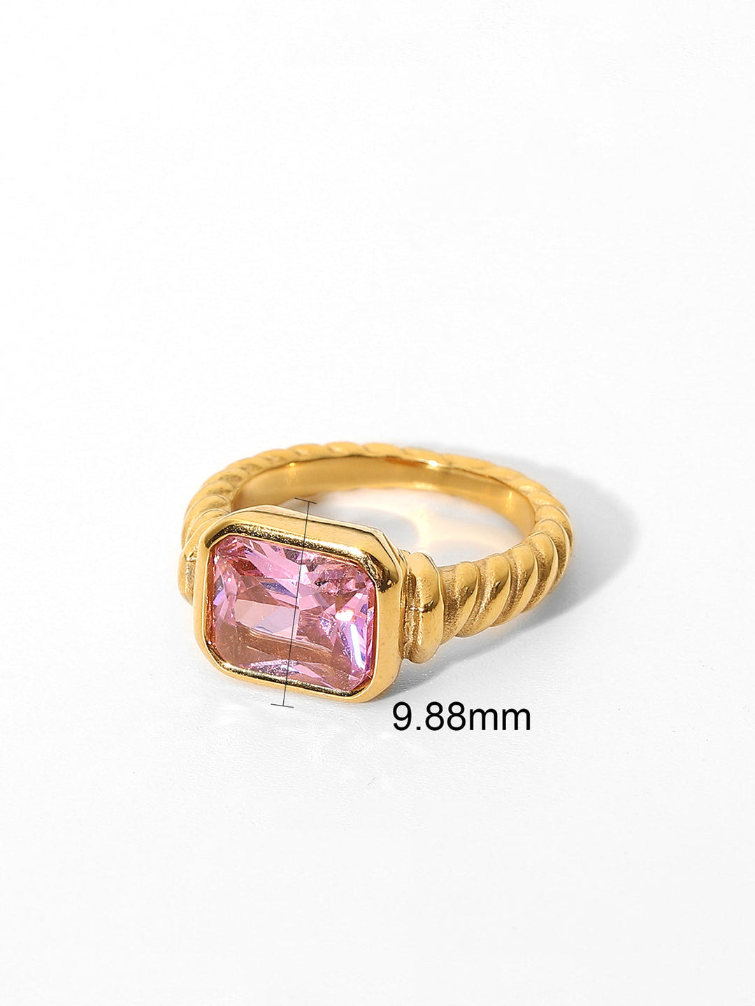 Bague Jonc Spirale en Acier Inoxydable avec Pierre Précieuse