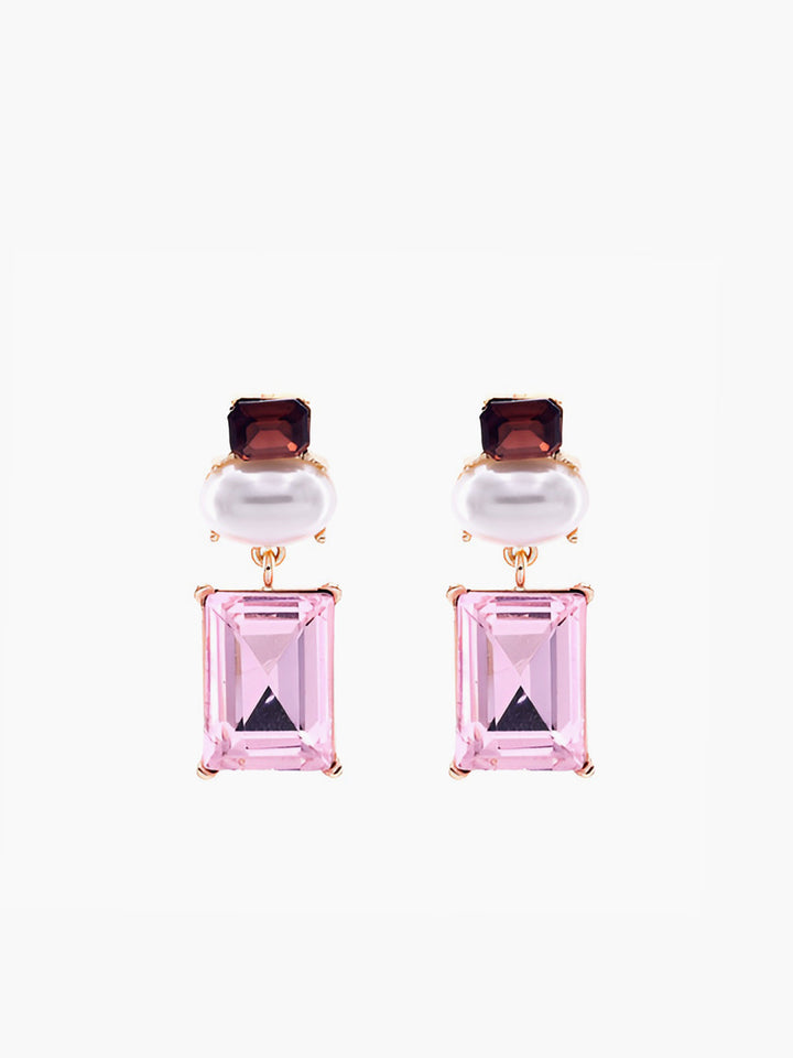 Boucles d'oreilles pendantes géométriques en strass