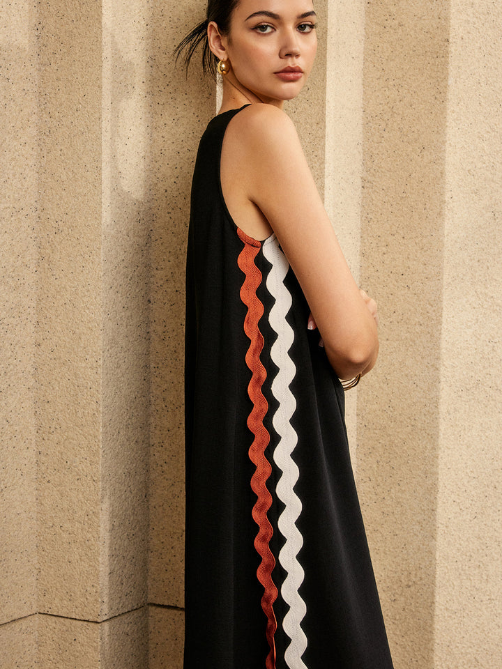 Robe sans manches à bordure contrastante