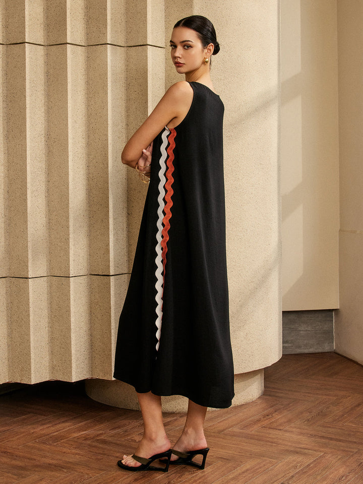 Robe sans manches à bordure contrastante