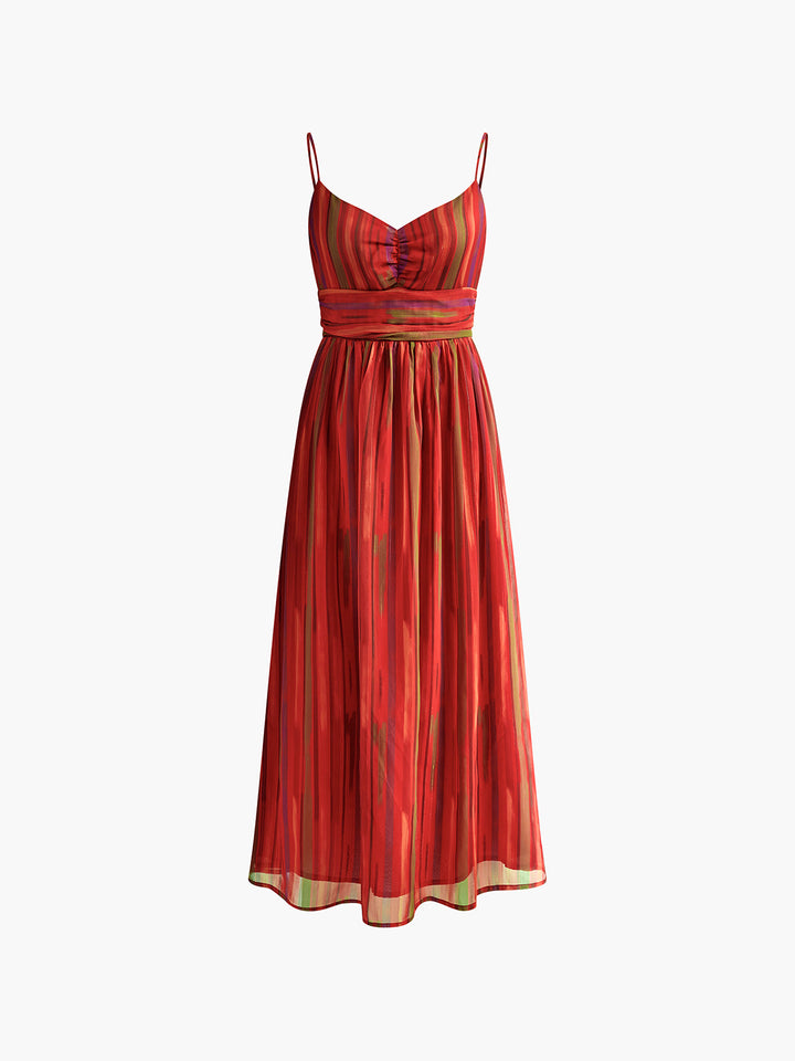 Robe Mi-Longue à Dos Nu Imprimé