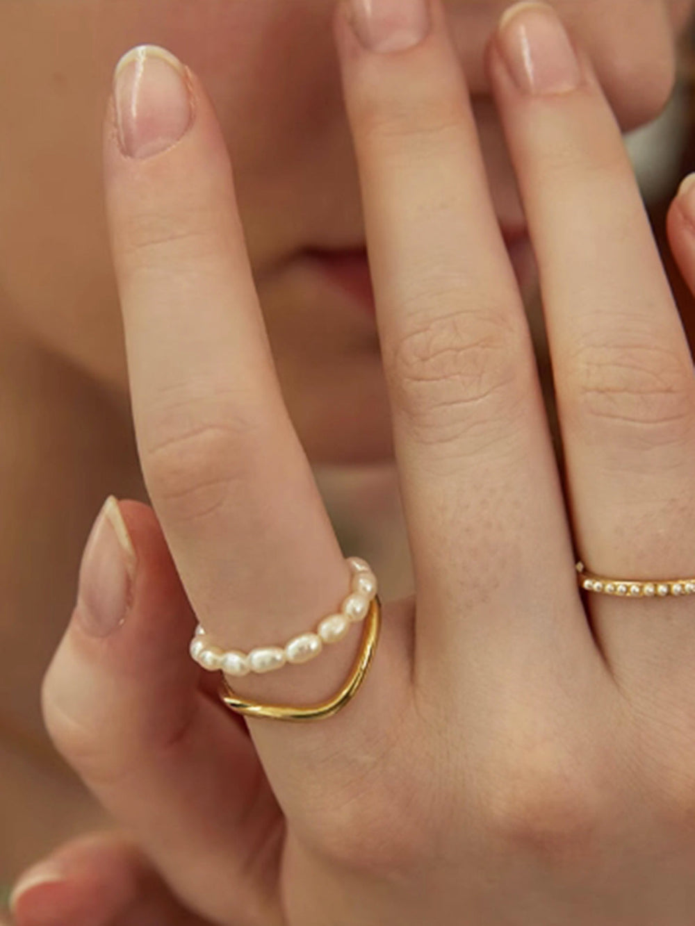 Bague Perle Double Couche