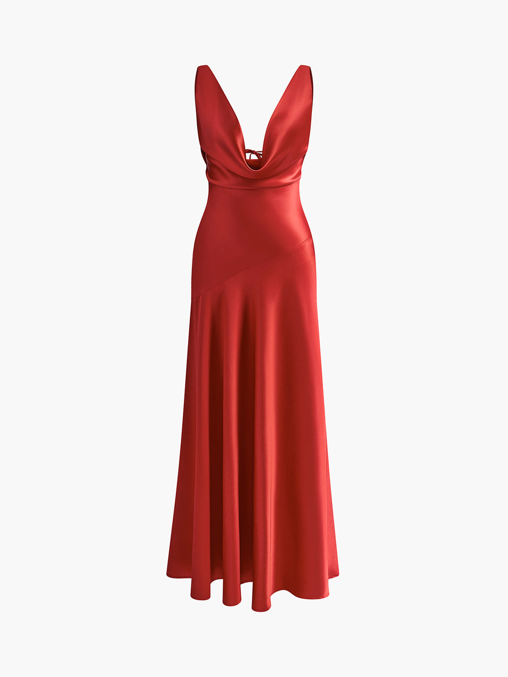 Robe longue en satin dos nu plissée