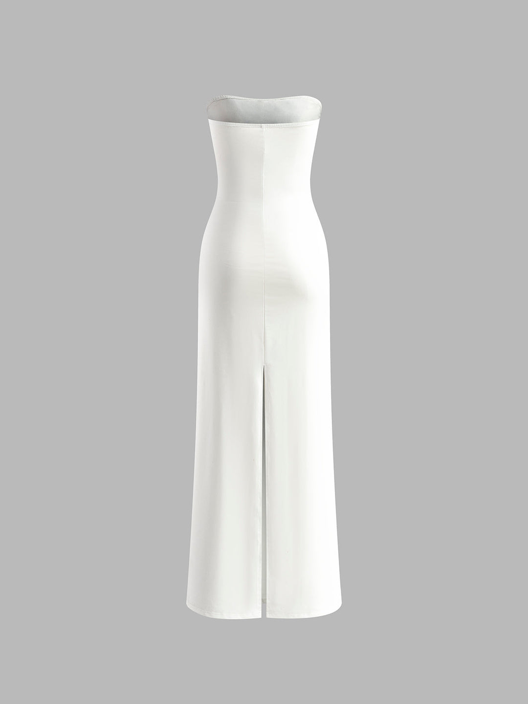 Robe Longue Sans Bretelles à Volants et Fente