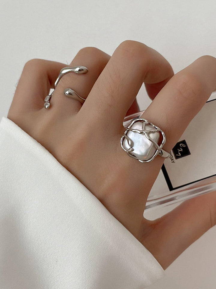 1pc Bague Lune Perle Minimaliste