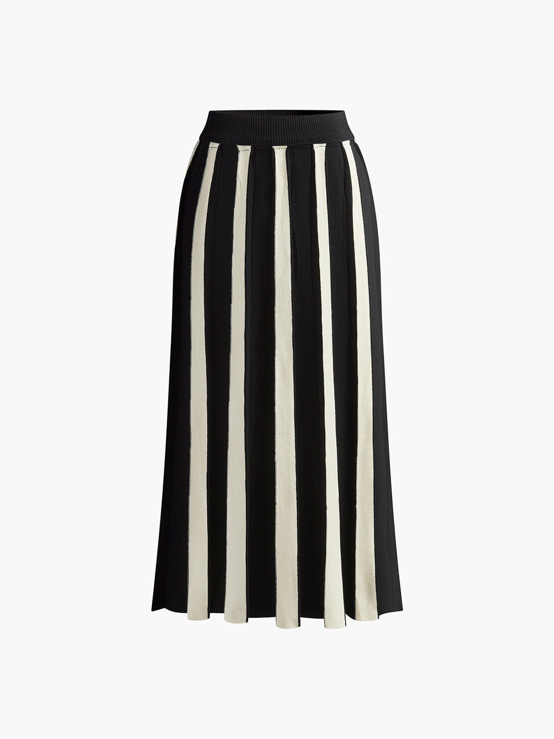 Jupe mi-longue en tricot colorblock