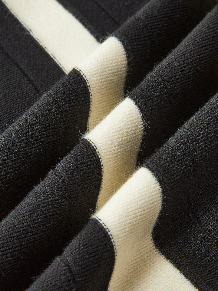 Jupe mi-longue en tricot colorblock
