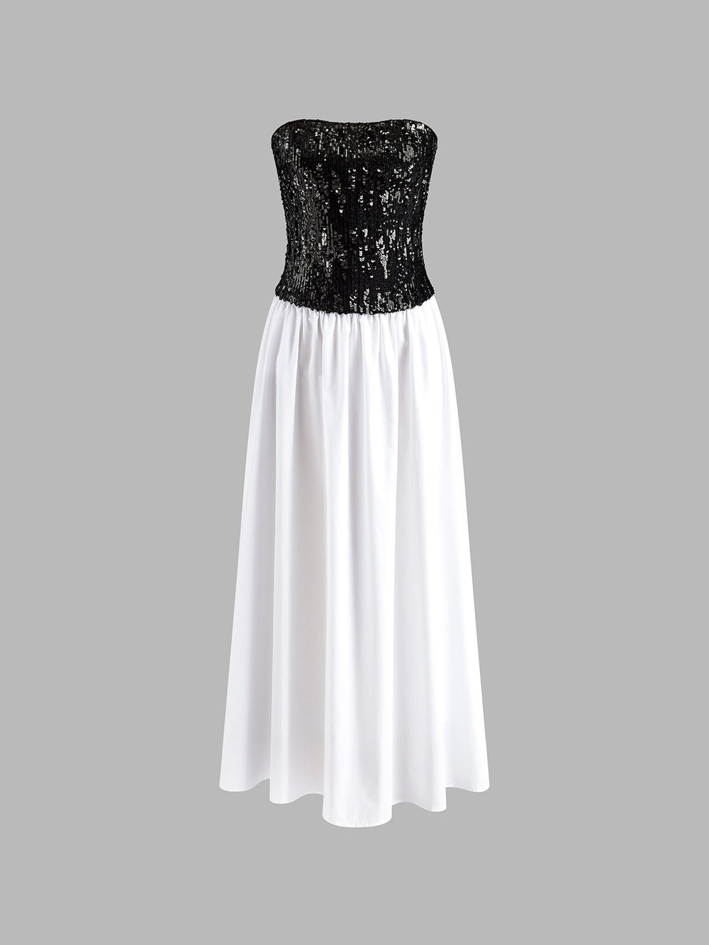 Robe Longue Bandeau Plissée à Sequins