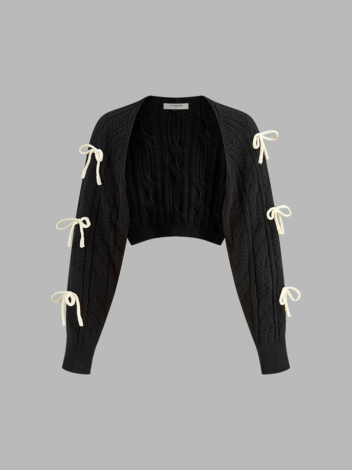 Cardigan en tricot côtelé noué avec un nœud