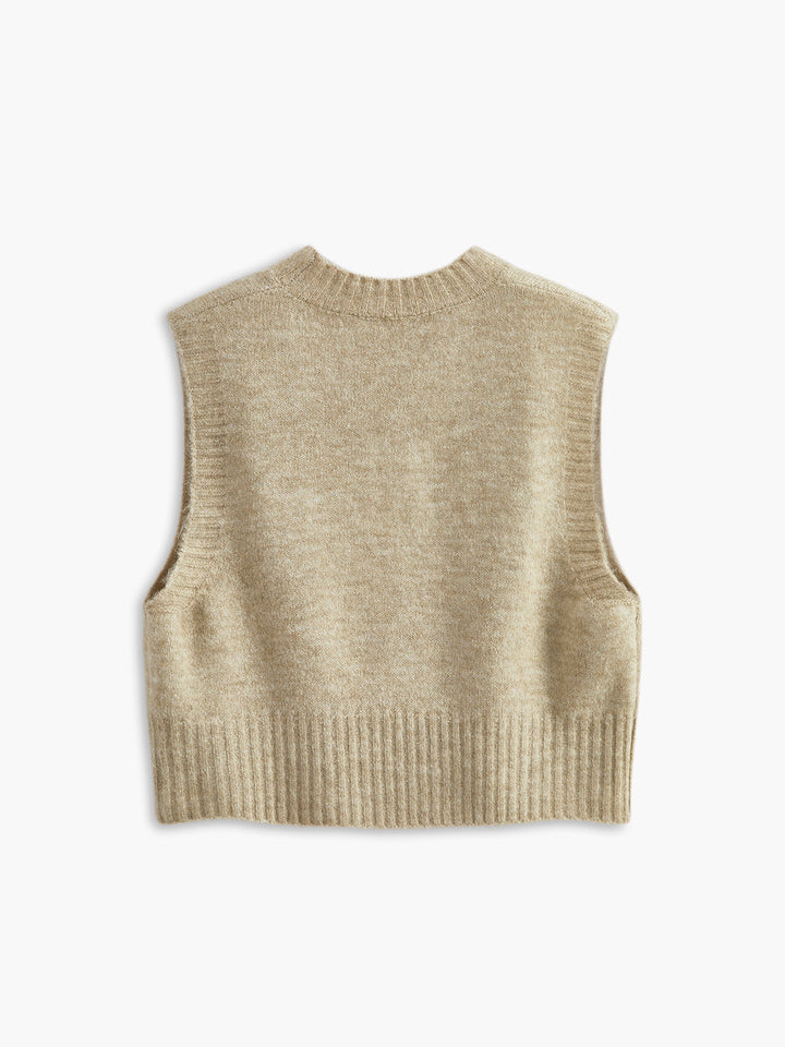 Gilet Pull Sans Manches Cerise