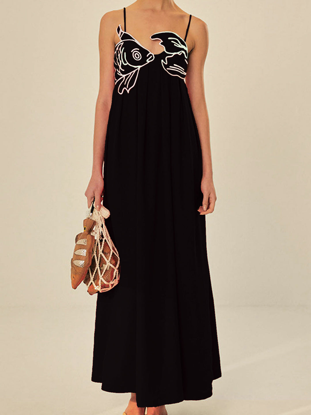 Robe Cami Semi-Transparente Brodé