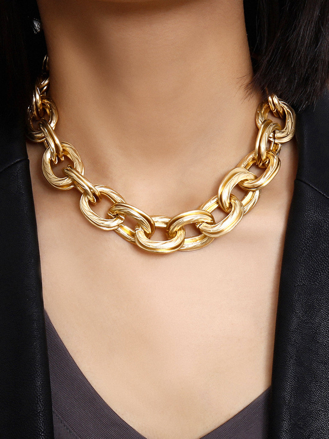 Collier à Maillons Dorés Épais