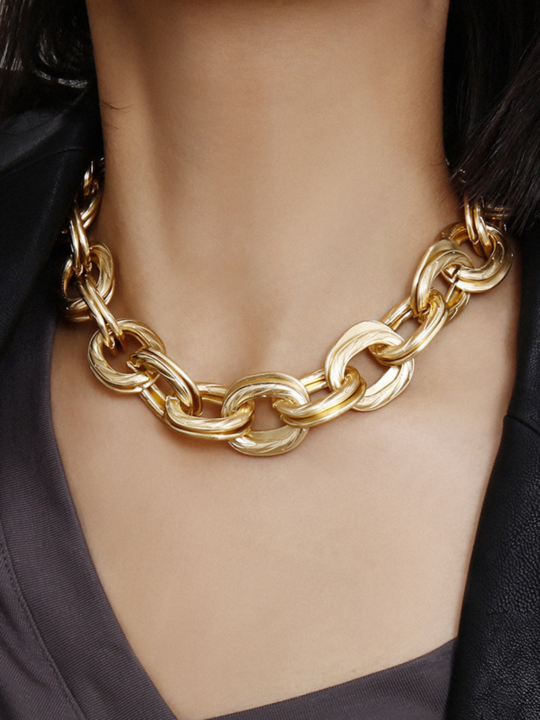 Collier à Maillons Dorés Épais