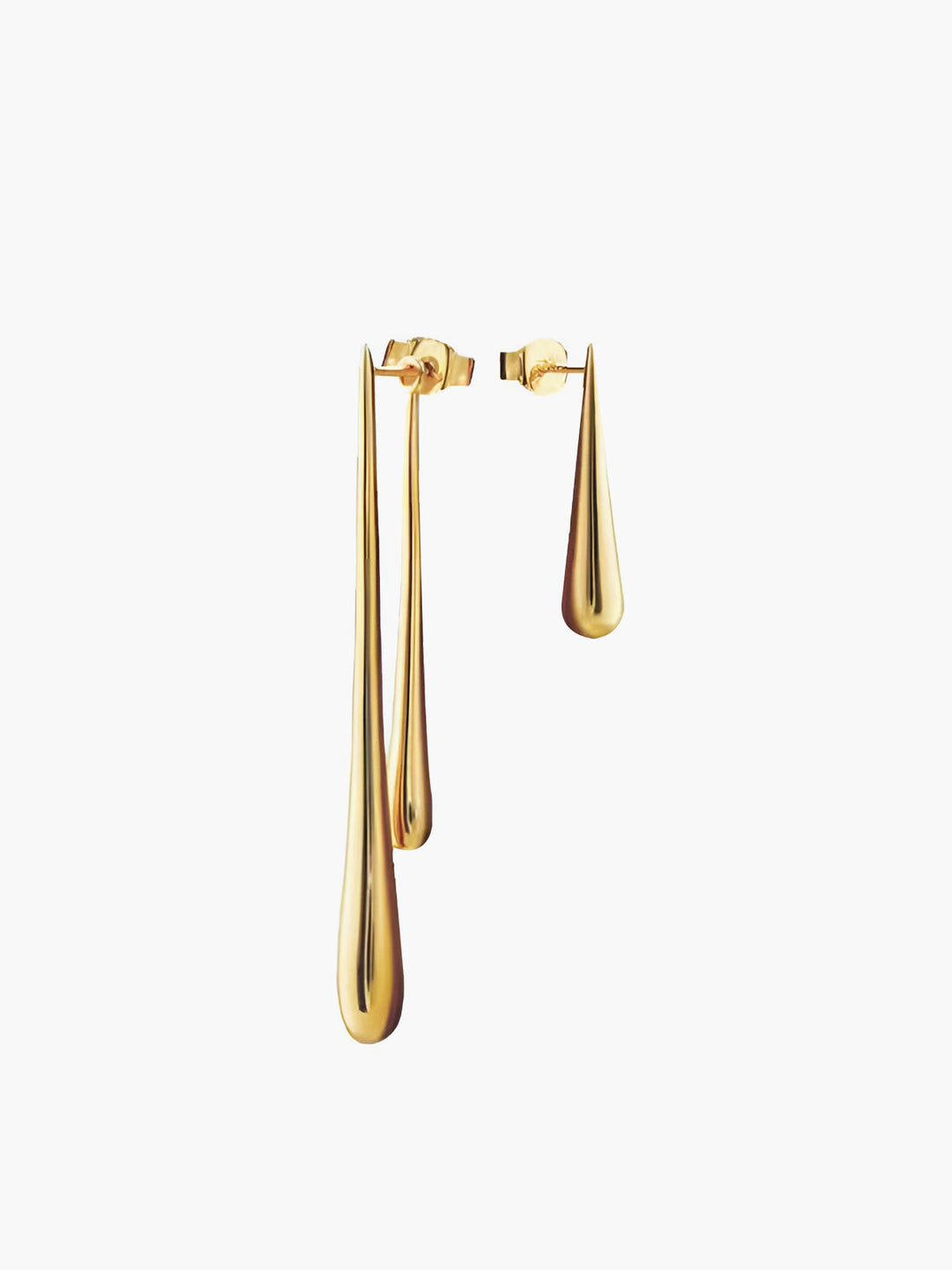 Boucles d'oreilles asymétriques en forme de goutte d'eau dorée