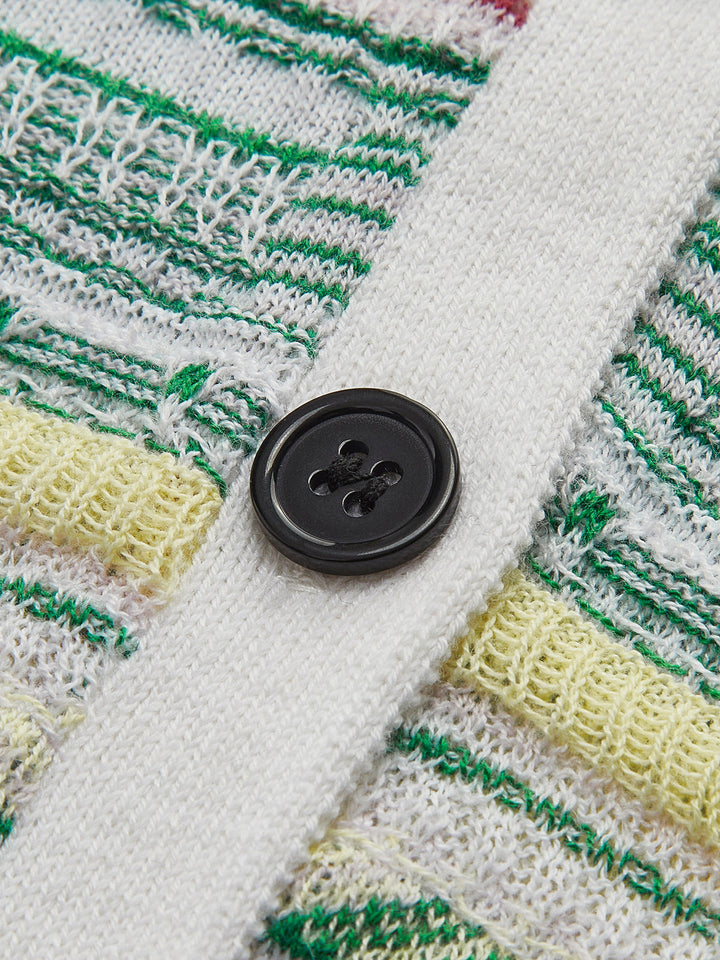 Cardigan en tricot à rayures colorées